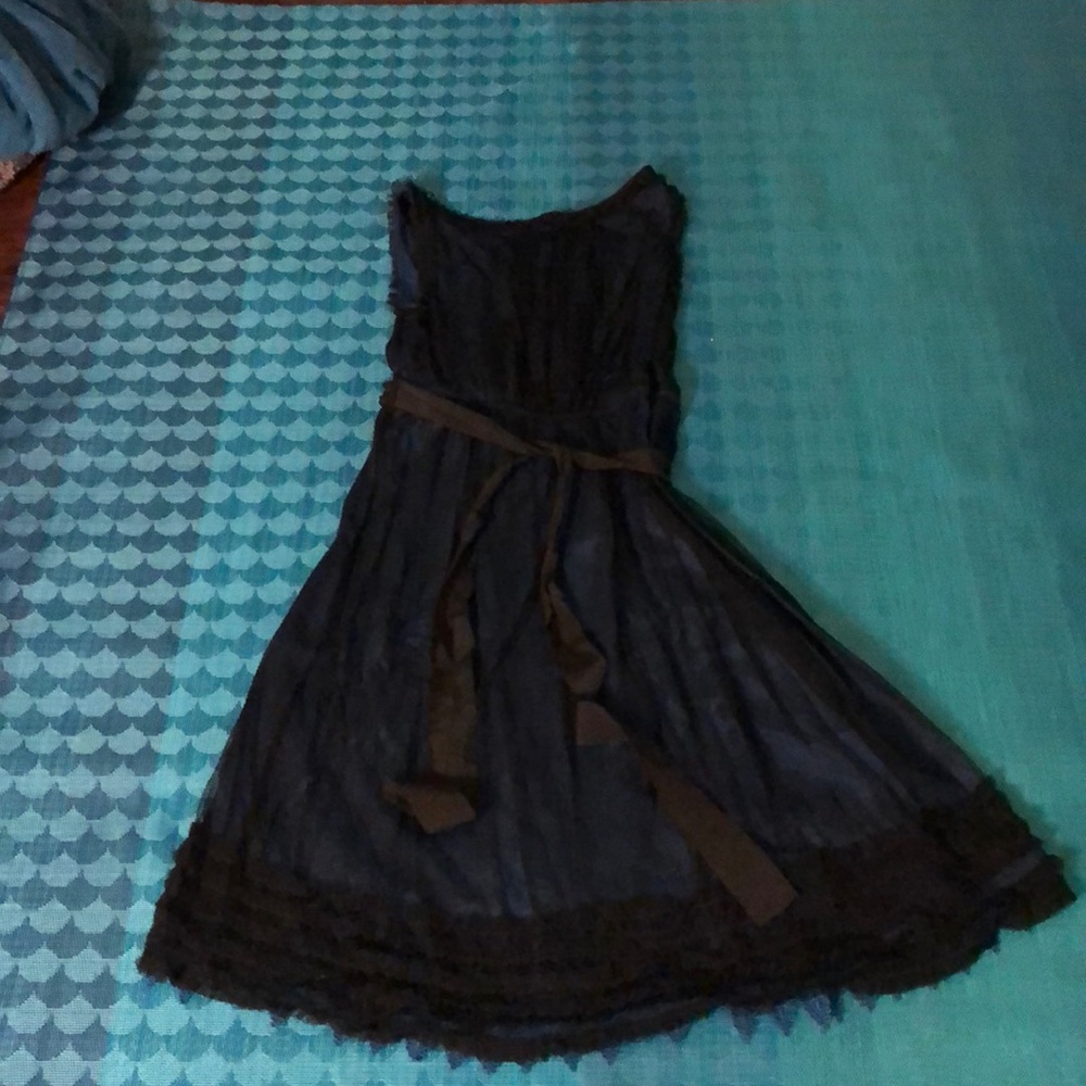 Anthropologie dress blue with black overlay - Picture 7 of 8